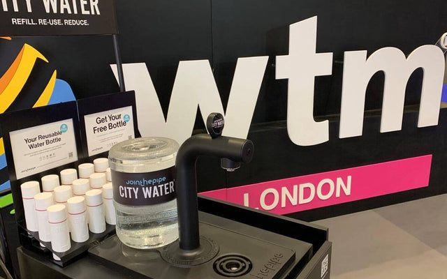 Water refill station at WTM London promotes sustainable tourism practices WTM London.