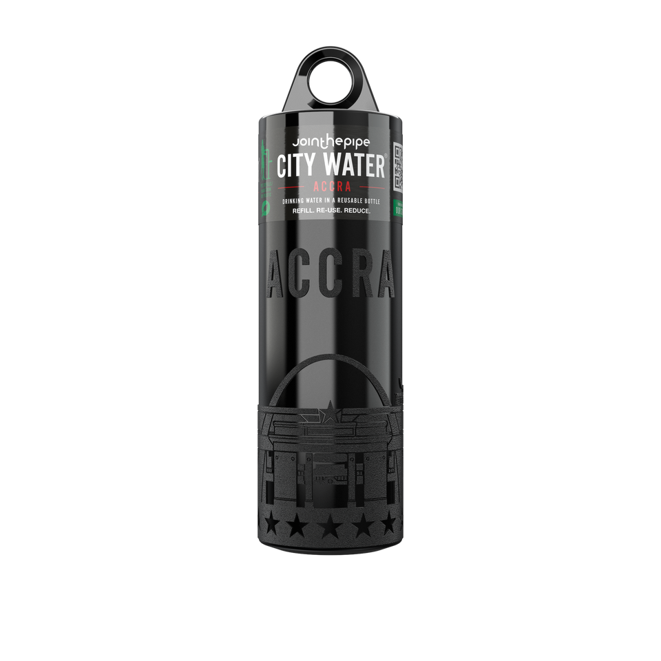 Filled Bottle | Accra City Water Color: Black | Join The Pipe