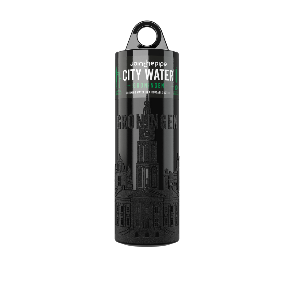 Filled Bottle | Groningen City Water Color: Black | Join The Pipe