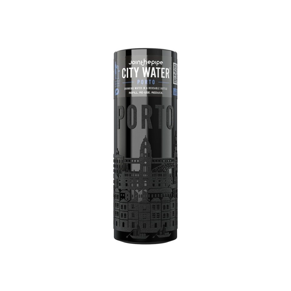 Filled Bottle | Porto City Water Color: Black | Join The Pipe