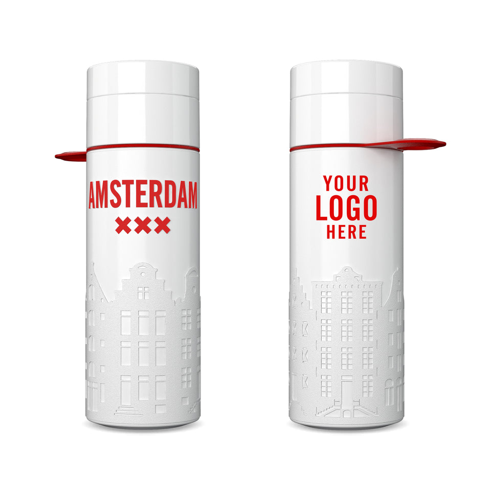 Branded Water Bottle (City Bottle) | Amsterdam Bottle 0.5L Bottle Color: White, Black | Join The Pipe