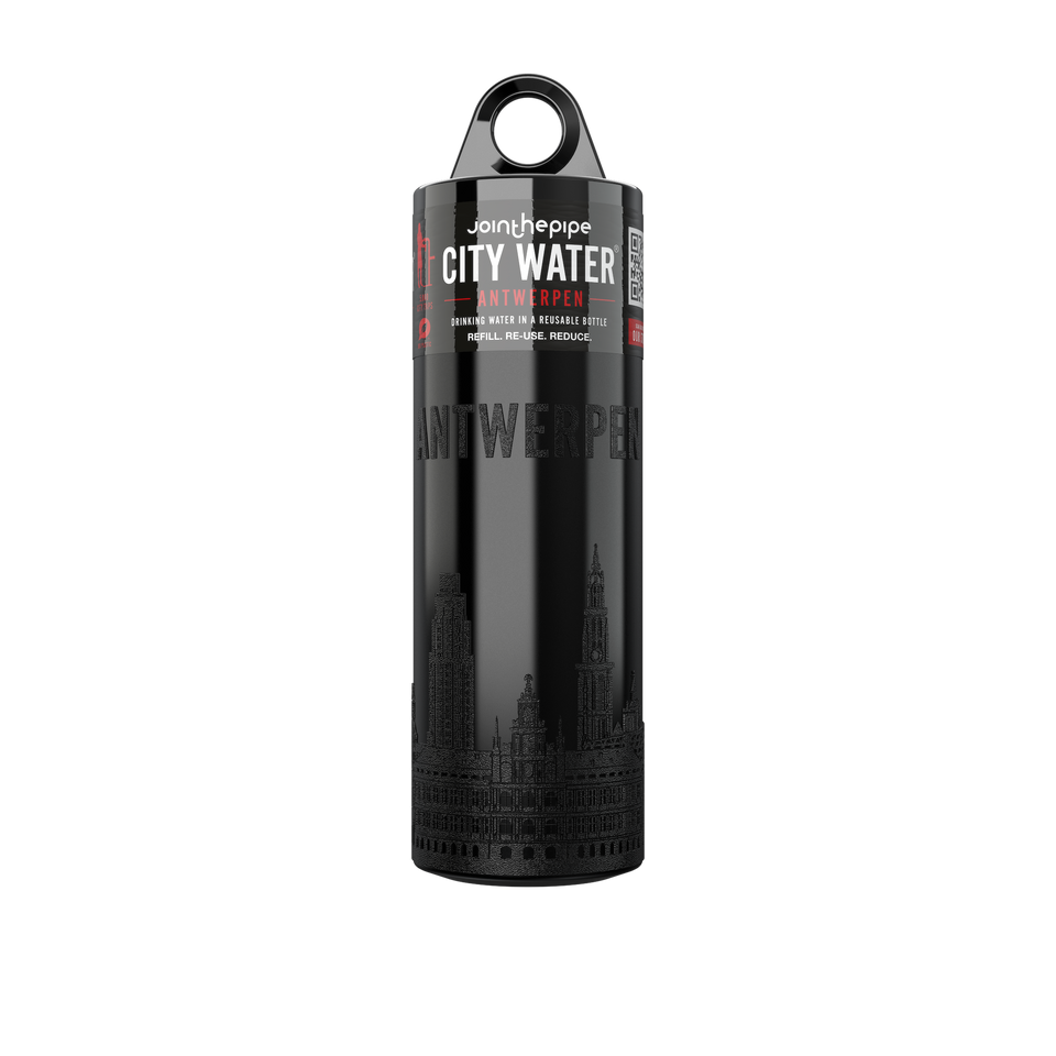 Filled Bottle | Antwerp City Water Color: Black | Join The Pipe