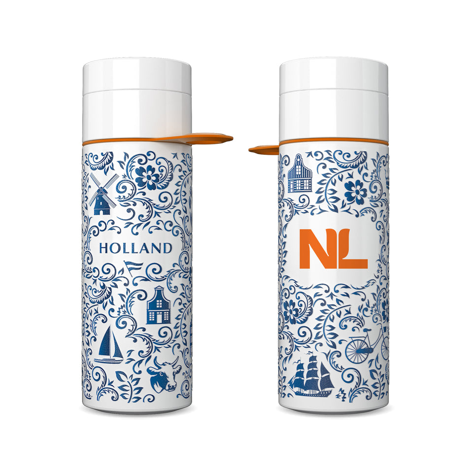 Branded Water Bottle (City Bottle) | Holland Bottle Delft Blue 0.5L Bottle Color: White | Join The Pipe