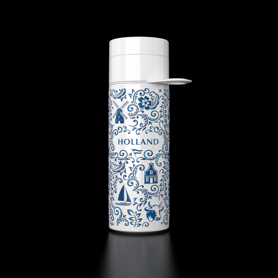 Branded Water Bottle (City Bottle) | Holland Bottle Delft Blue 0.5L Bottle Color: White | Join The Pipe