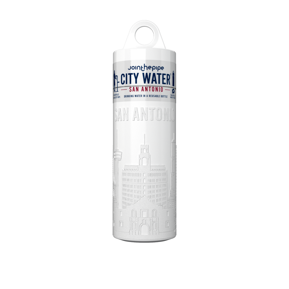 Filled Bottle | San Antonio City Water Color: White | Join The Pipe